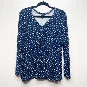 Justify Womens Floral Top 3X Lace Up Soft Stretch Casual Workwear Spring